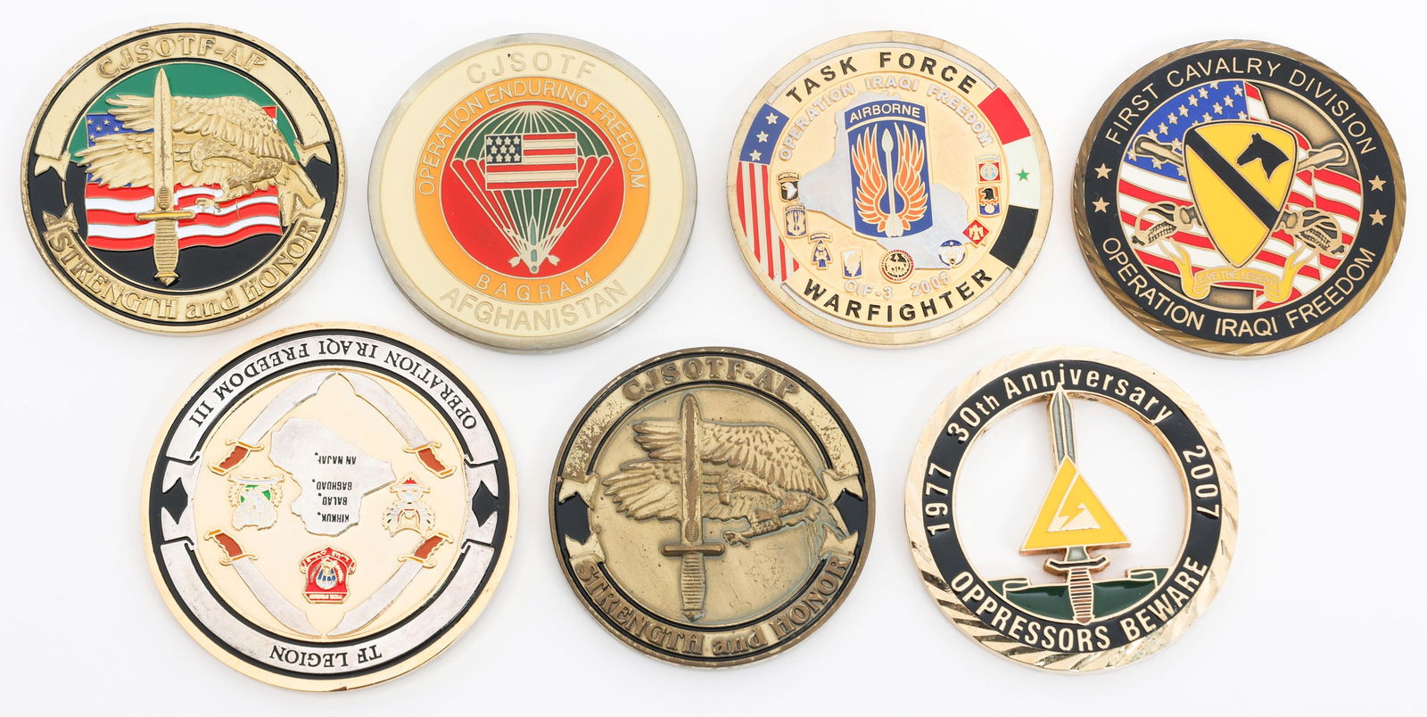 US OPERATION IRAQI FREEDOM & UNIT CHALLENGE COINS: US OPERATION IRAQI FREEDOM & UNIT CHALLENGE COINS US Operation Iraqi Freedom and GWOT Unit Challenge Coins. Includes Task Force Warfighter, Delta Force 30th Anniversary, CJSOTF Afghanistan, CJSOTF