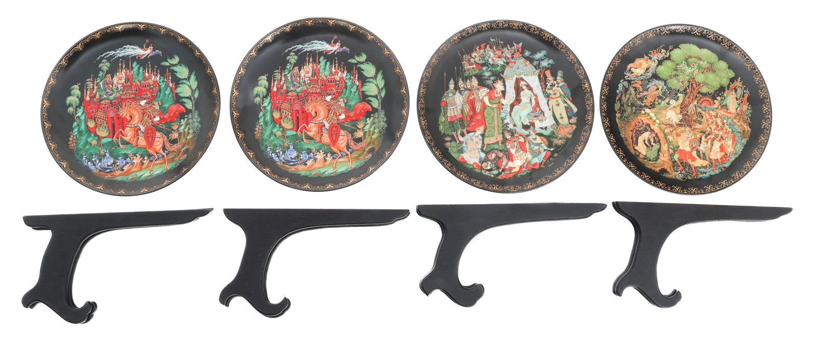 COLD WAR RUSSIAN FAIRY TALE DECORATIVE PLATES: COLD WAR RUSSIAN FAIRY TALE DECORATIVE PLATES Cold War Russian "Fairy Tale" Decorative Plates. Part of a limited edition collection Vinogradoff porcelain plates by Bradex, based on Alexander Pushkin's