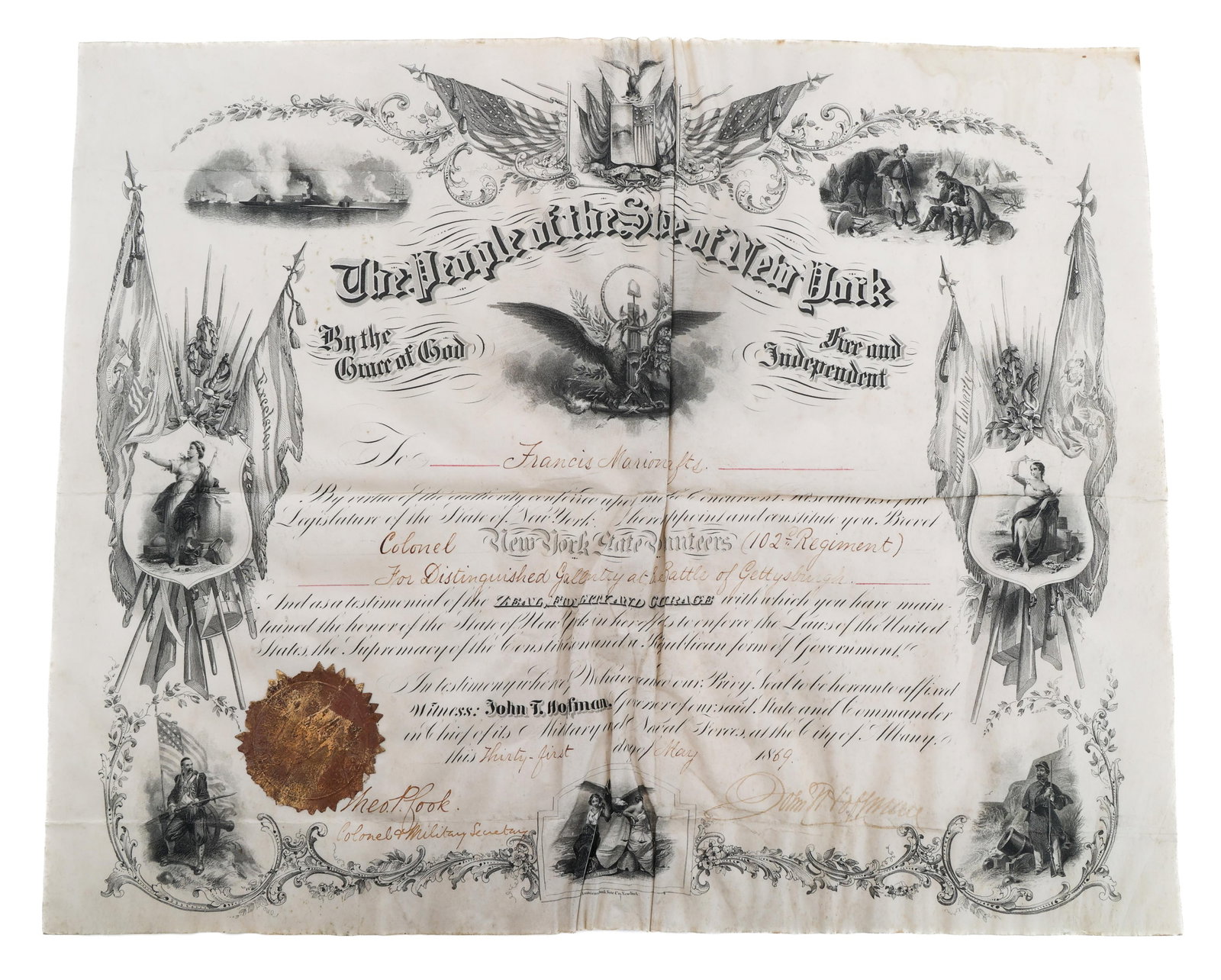 CIVIL WAR NY VOLS GALLANTRY AT GETTYSBURG AWARD (1 of 9)