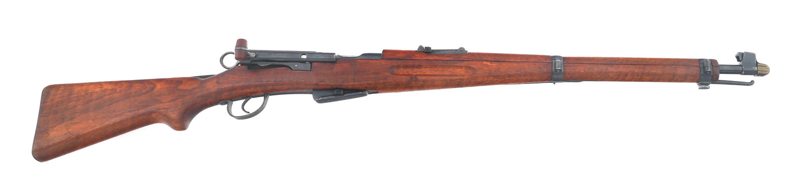 SWISS BERN MODEL K31 7.5x55mm CALIBER RIFLE: SWISS BERN MODEL K31 7.5x55mm CALIBER RIFLE Swiss Bern Model K31 7.5x55mm caliber bolt action rifle. No import stamp. Serial numbers match on receiver, barrel, bolt, front sight and magazine. Adjustab