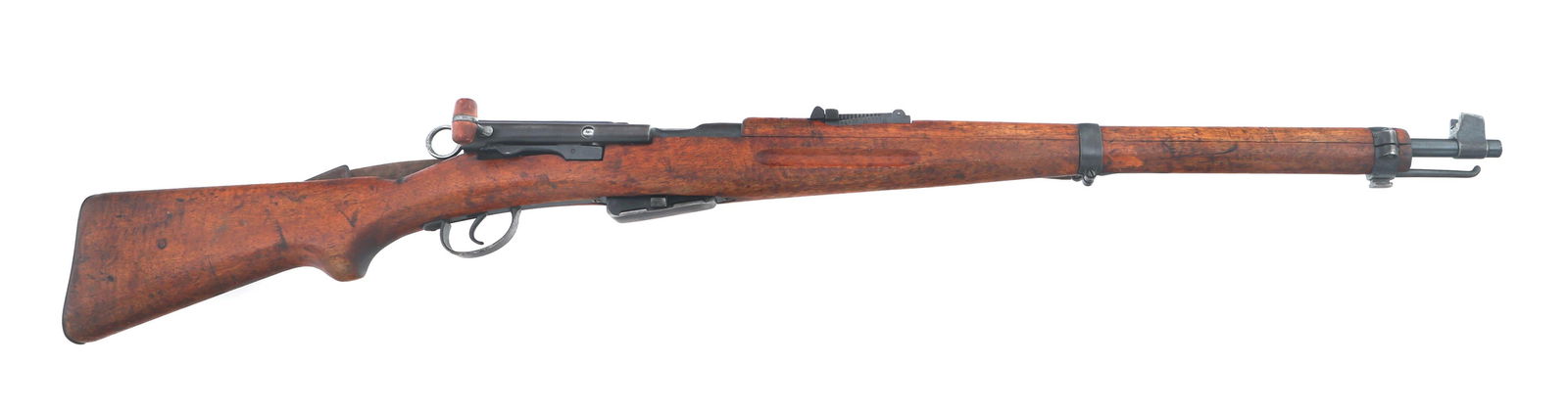 SWISS BERN MODEL K31 7.5x55mm CALIBER RIFLE: SWISS BERN MODEL K31 7.5x55mm CALIBER RIFLE Swiss Bern Model K31 7.5x55mm caliber bolt action rifle. Illegible Import stamp. Serial numbers match on receiver, barrel, bolt, front sight and magazine. A