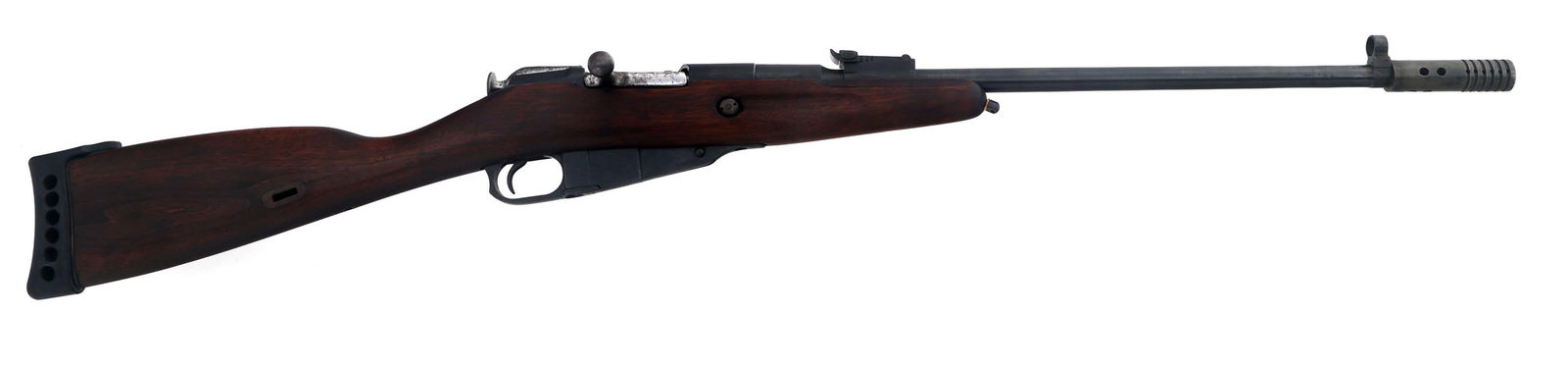 SPORTERIZED CHINESE TYPE 53 7.62mm CALIBER RIFLE: SPORTERIZED CHINESE TYPE 53 7.62mm CALIBER RIFLE Sporterized Chinese Type 53 7.62x54mmR caliber bolt action rifle. Import stamped NA. Receiver stamped 1954 and 12. Hooded front sight. Adjustable rear