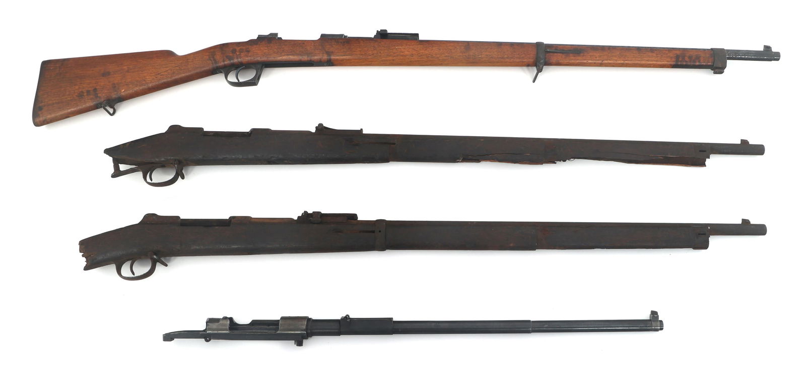 GERMAN MILITARY RIFLES FOR PARTS OR REPAIR: GERMAN MILITARY RIFLES FOR PARTS OR REPAIR German made rifles for parts or repair. A) Amberg Model Gewhr 71/84. B) Spandau Model 71/84. C) Loewe Model 1891. D) DWM Model 1893. Caliber / Gauge: Multi