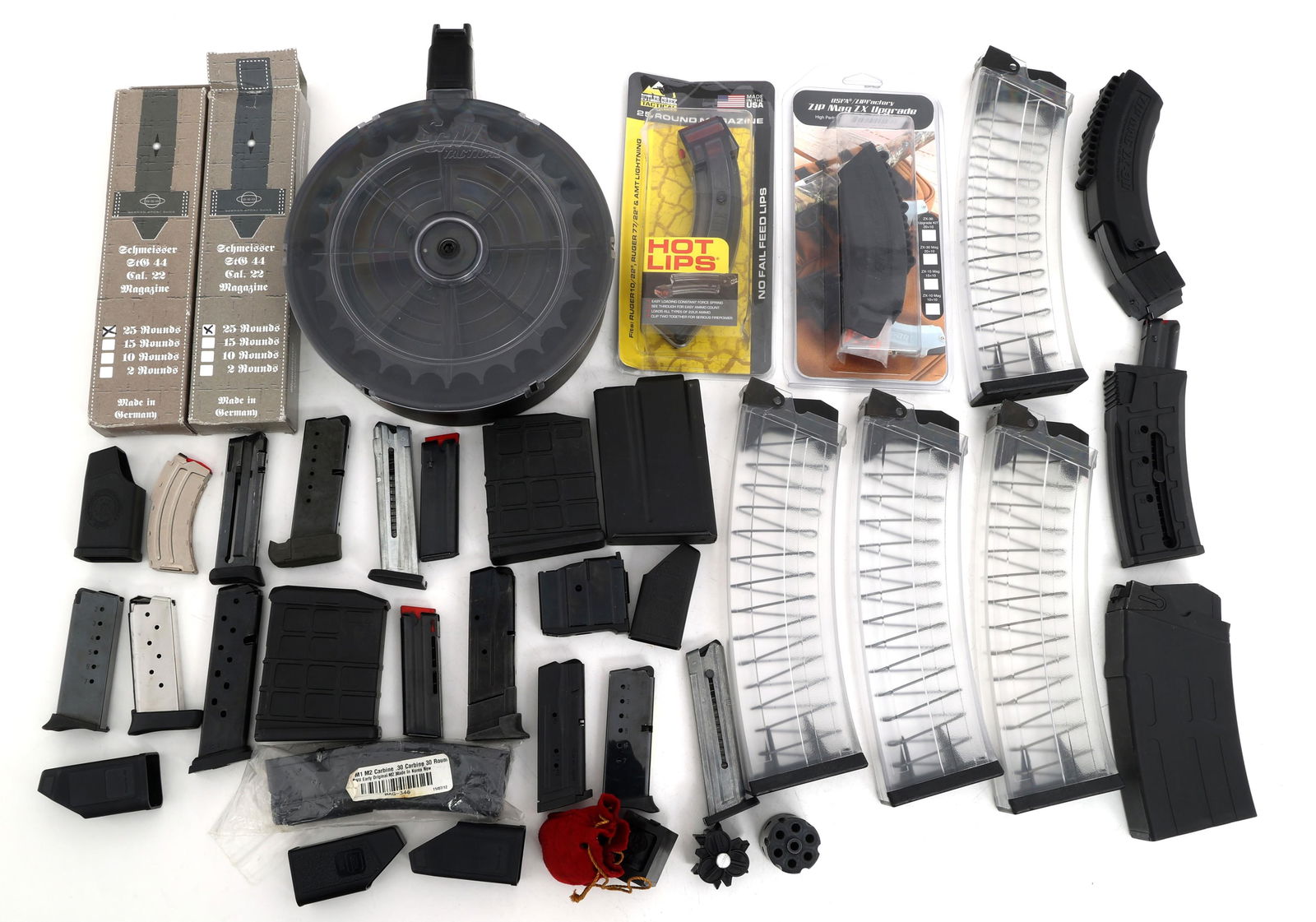 PISTOL, SHOTGUN, & RIFLE MAGAZINES BONANZA LOT: PISTOL, SHOTGUN, & RIFLE MAGAZINES BONANZA LOT Bonanza lot of pistol, rifle, and shotgun magazines. Calibers include: 12 gauge, .22 LR, .223, 9x19mm, and more. Note: Shipping & Payment Shipping: In-ho