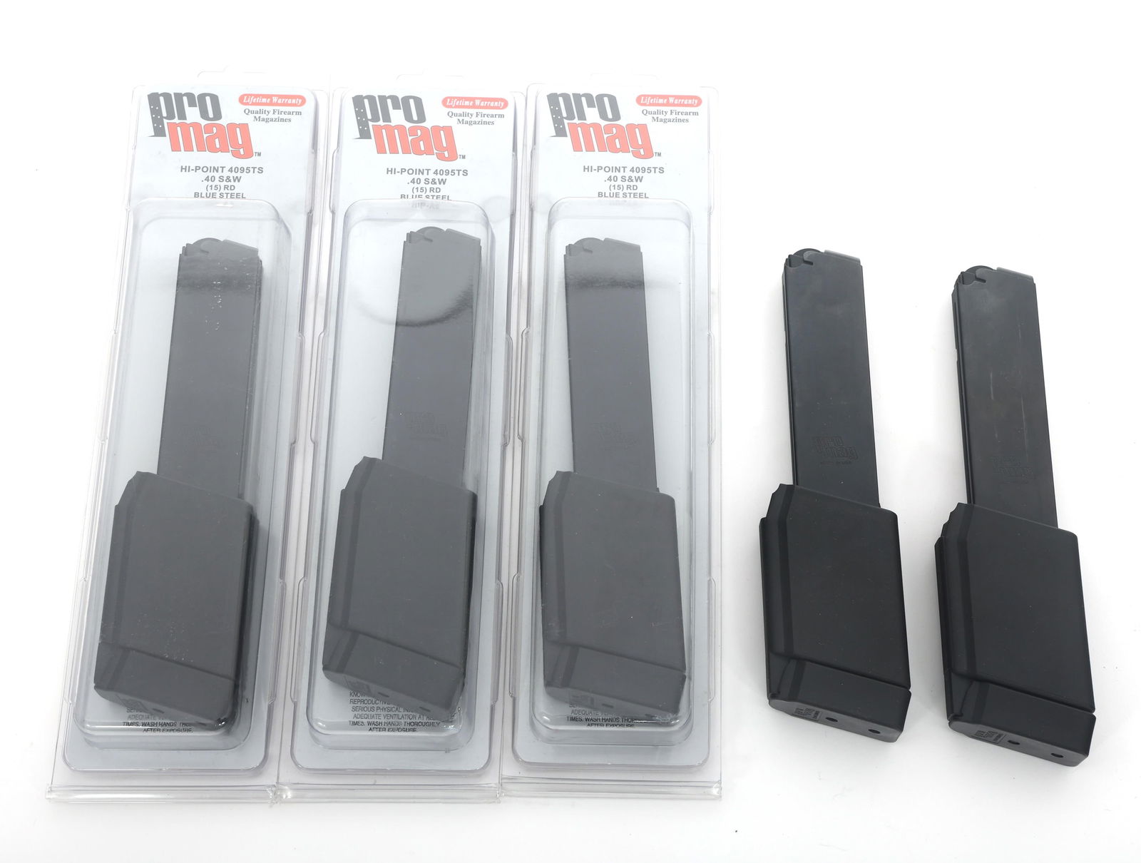 PROMAG HI-POINT .40 S&W MAGAZINES: PROMAG HI-POINT .40 S&W MAGAZINES Five ProMag HI-Point .40 S&W magazines. Size / Gauge: 40 S&W Note: Shipping & Payment Shipping: In-house shipping is available. We remain committed to providing