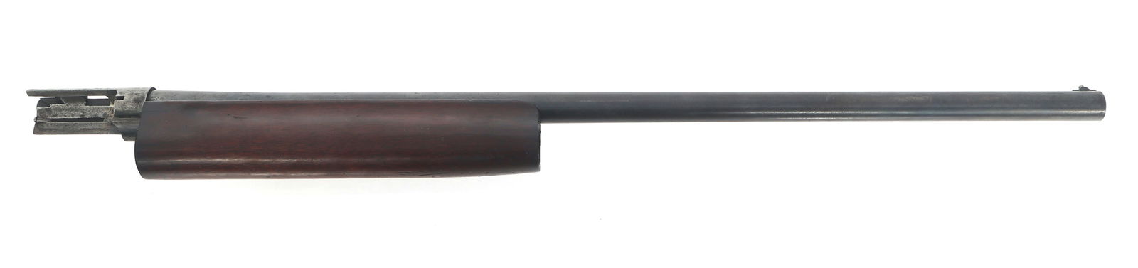 REMINGTON MODEL 11 BARREL AND HANDGUARD: REMINGTON MODEL 11 BARREL AND HANDGUARD Remington Model 11 12 gauge barrel and handguard. Fixed Full choke. Blued finish. Bead front sight. Wood handguard. DP date code. Size / Gauge: 12 Note: Shippin