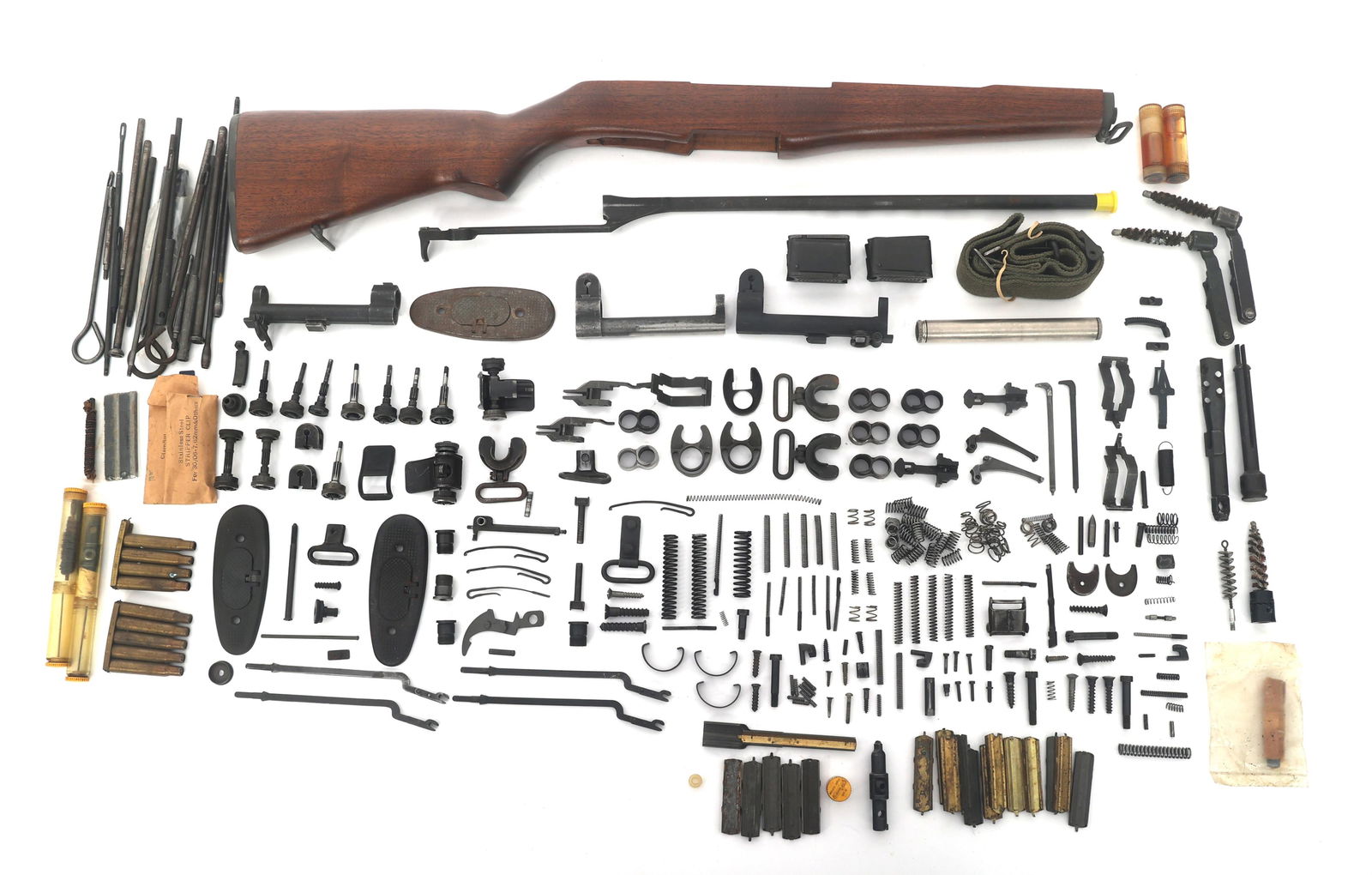 M1 GARAND RIFLE PARTS LOT: M1 GARAND RIFLE PARTS LOT M1 Garand parts lot. Springs, Springs, sights, barrel bands stock, cleaning tools and more. Note: Shipping & Payment Shipping: In-house shipping is available. We remain commi