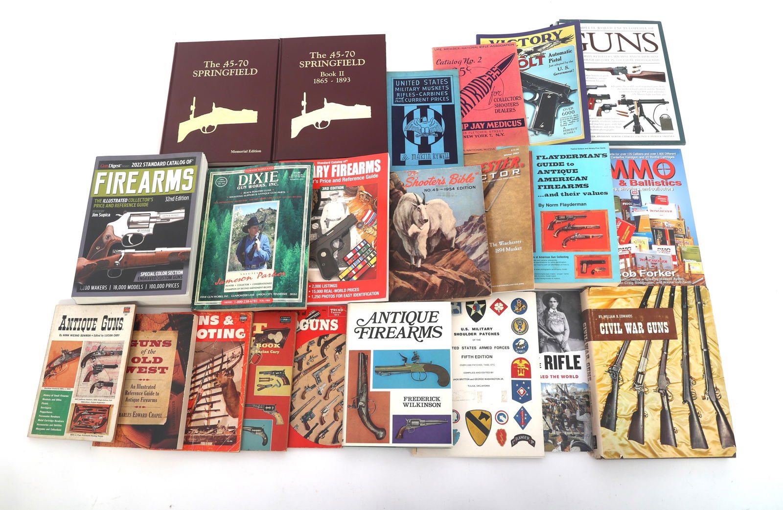 US FIREARMS AND MILITARIA REFERENCE BOOKS: US FIREARMS AND MILITARIA REFERENCE BOOKS US firearms and militaria reference books. The .45-70 Springfield, The .45-70 Springfield Book II 1865-1893, The Complete World Encyclopedia of Guns, Civil
