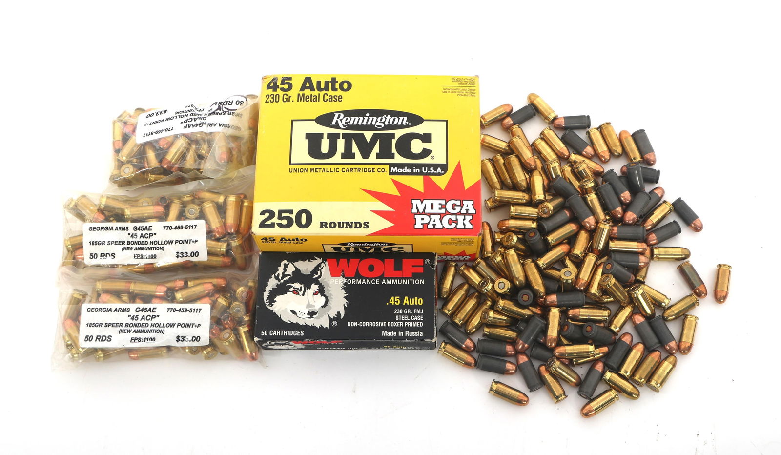 45 ACP CALIBER PISTOL AMMUNITION - 23 POUNDS TGW (1 of 4)