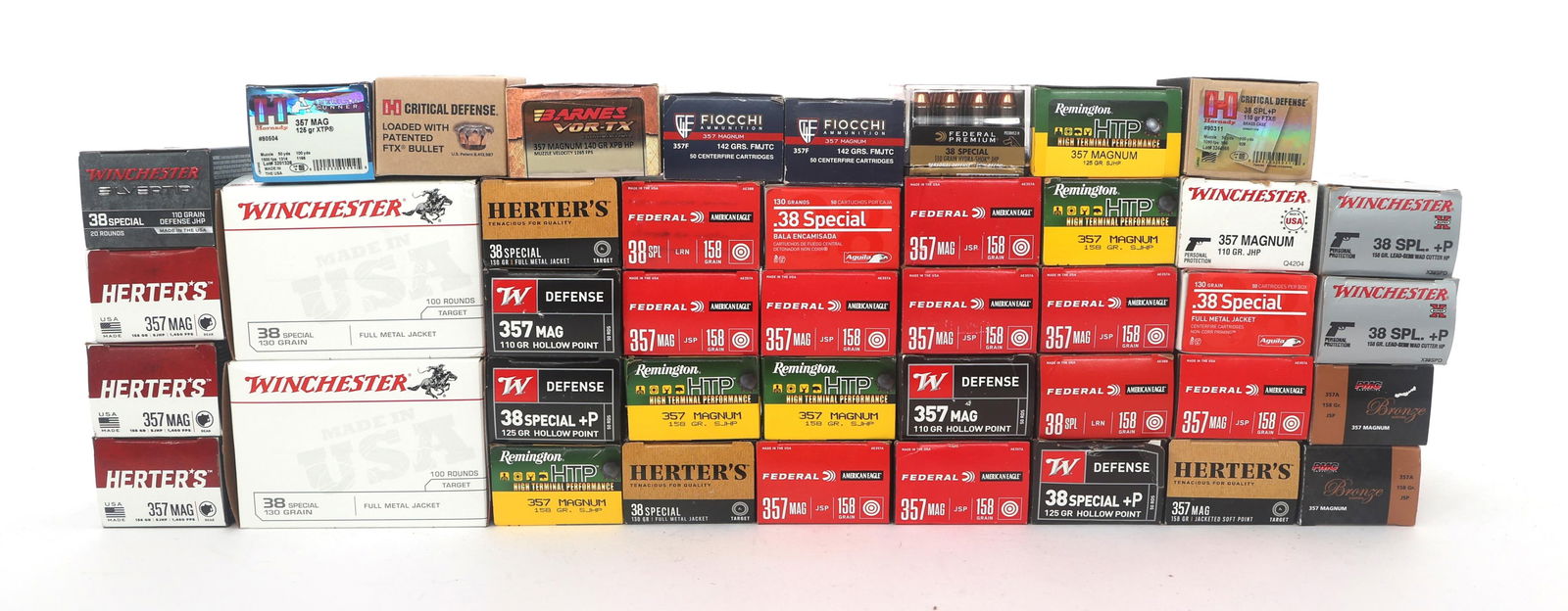 357 MAG & 38 CALIBER PISTOL AMMO - 60 POUNDS TGW: 357 MAG & 38 CALIBER PISTOL AMMO - 60 POUNDS TGW 357 Magnum and 38 SPL caliber Pistol ammunition - 60 pounds total gross weight. Brands include Federal, Winchester, Remington and more. Weight includes
