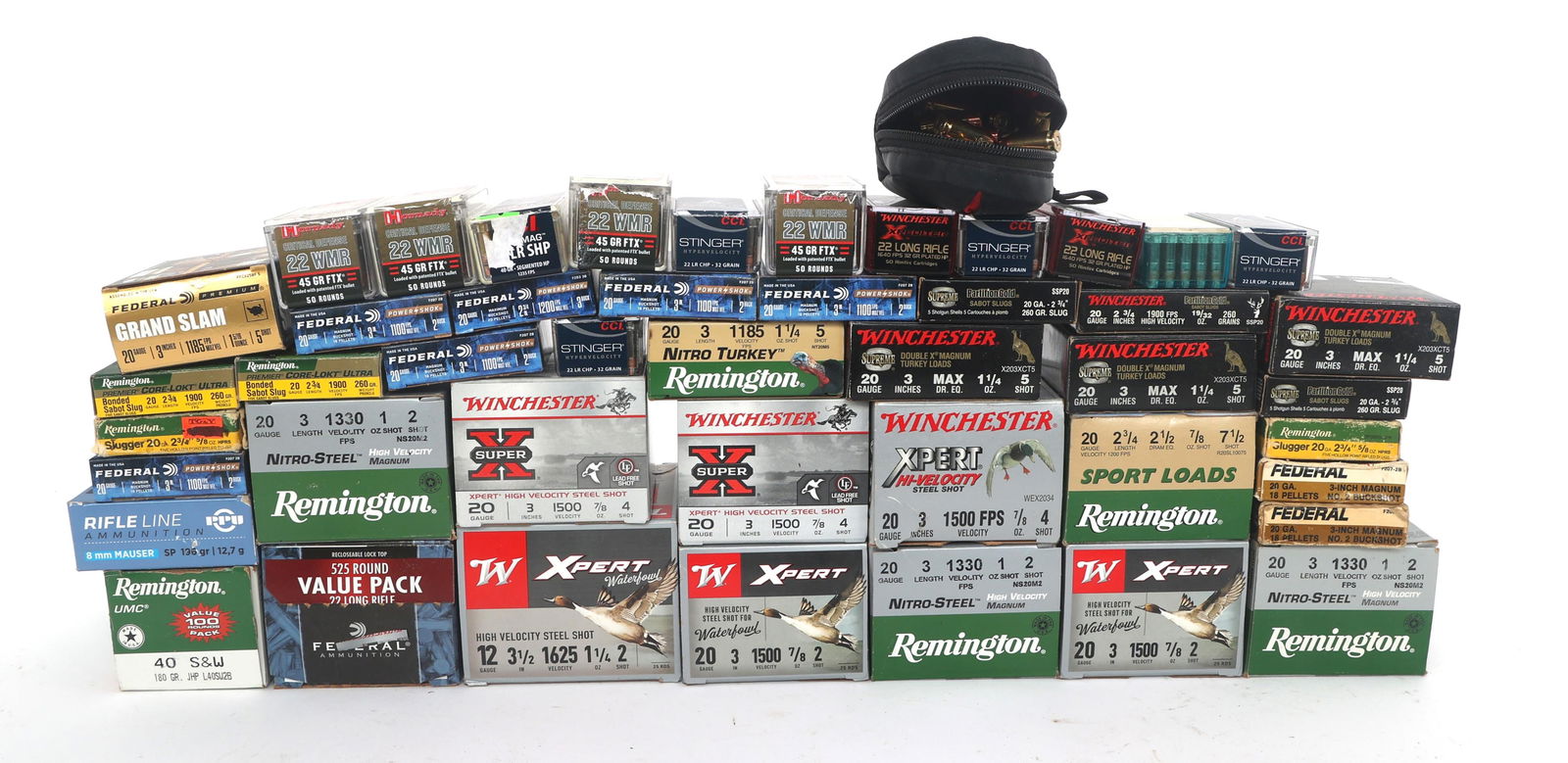 SHOTGUN, RIFLE & PISTOL AMMUNITION - 46 POUNDS TGW: SHOTGUN, RIFLE & PISTOL AMMUNITION - 46 POUNDS TGW Shotgun, Rifle and pistol ammunition - 46 pounds total gross weight. Brands include CCI, Remington, Winchester and more. Calibers include .22 LR, 8mm