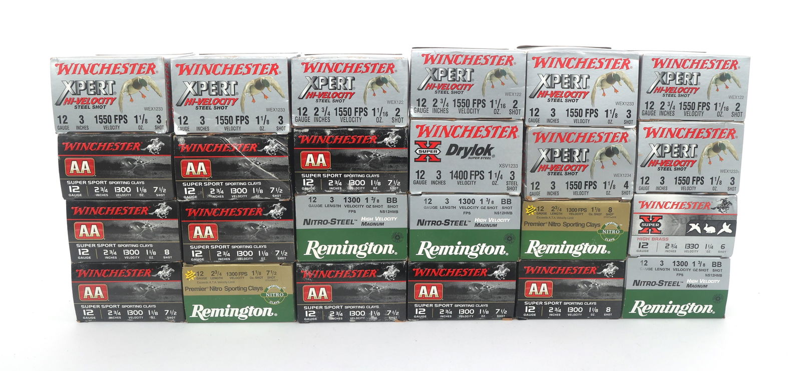 12 GAUGE SHOTGUN AMMUNITION - 60 POUNDS TGW: 12 GAUGE SHOTGUN AMMUNITION - 60 POUNDS TGW 12 Gauge shotgun ammunition - 60 pounds total gross weight. Brands include Remington and Winchester. Weight includes packaging. Boxes may be open or partial