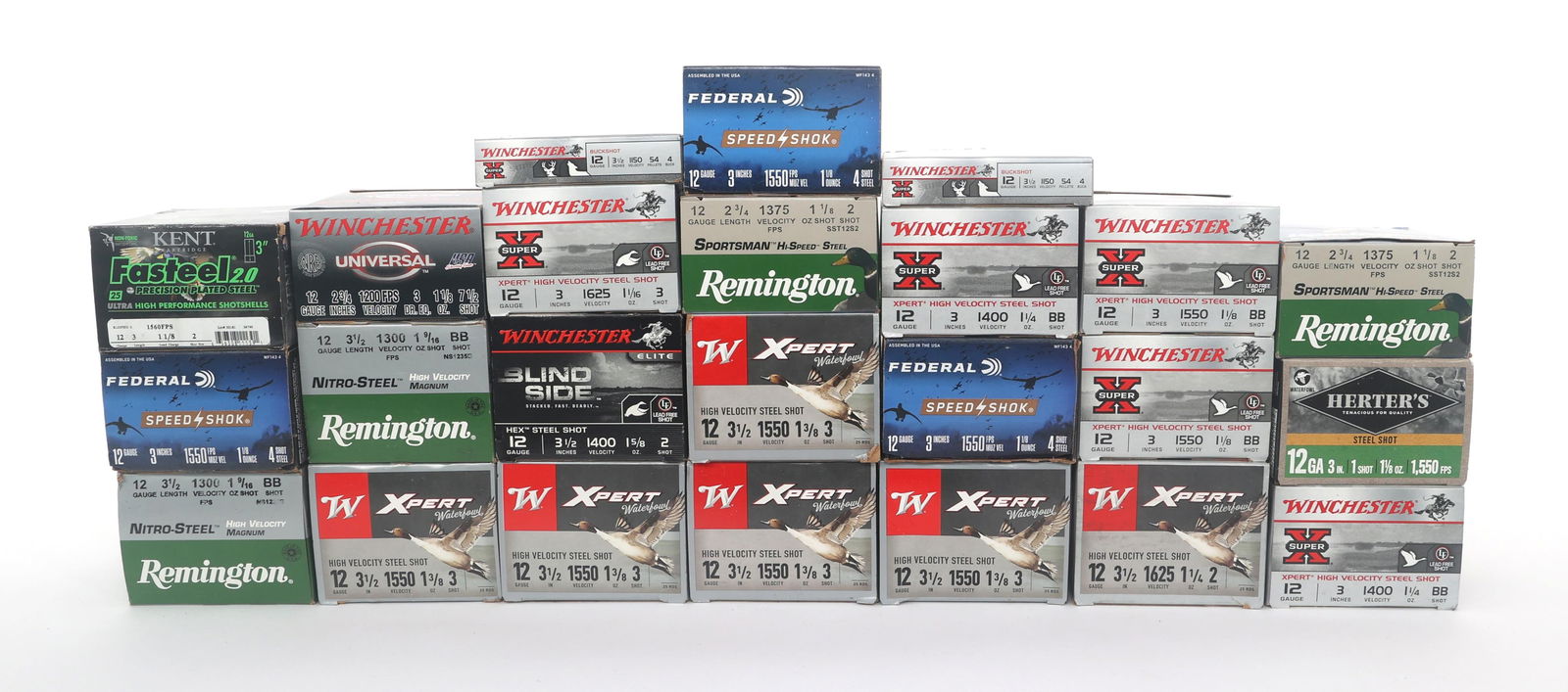 12 GAUGE SHOTGUN AMMUNITION - 60 POUNDS TGW: 12 GAUGE SHOTGUN AMMUNITION - 60 POUNDS TGW 12 Gauge shotgun ammunition - 60 pounds total gross weight. Brands include Remington, Winchester, Federal and more. Weight includes packaging. Boxes may be