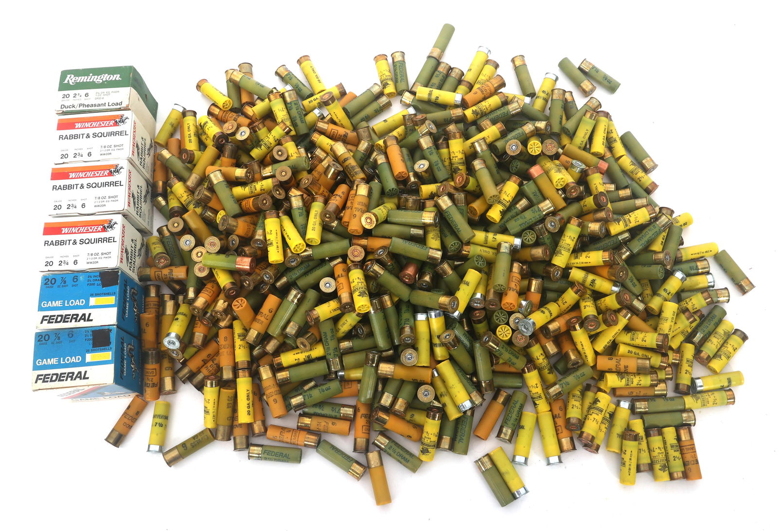 20 GAUGE SHOTGUN AMMUNITION - 55 POUNDS TGW: 20 GAUGE SHOTGUN AMMUNITION - 55 POUNDS TGW 20 Gauge shotgun ammunition - 55 pounds total gross weight. Brands include Remington, Winchester and Federal. Weight includes packaging. Boxes may be open a