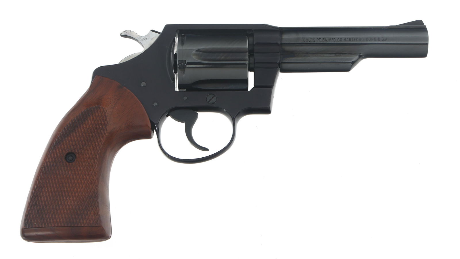 1978 COLT MODEL VIPER .38 SPECIAL CALIBER REVOLVER: 1978 COLT MODEL VIPER .38 SPECIAL CALIBER REVOLVER 1978 Colt Model Viper .38 Special caliber double action revolver. Blued finish. Checkered wood grips. Colt cardboard sleeve and foam insert. Caliber