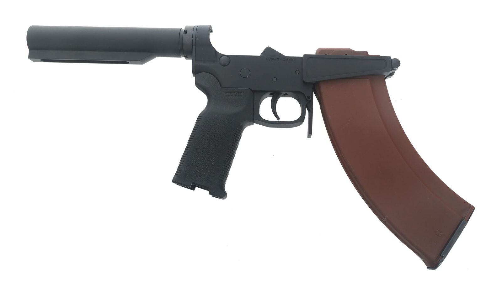 WOLFPACK ARMORY WP47 7.62mm LOWER RIFLE RECEIVER: WOLFPACK ARMORY WP47 7.62mm LOWER RIFLE RECEIVER Wolfpack Armory Model WP47 7.62x39mm caliber semi automatic complete rifle lower receiver. Magpul pistol grip. One magazine. Caliber / Gauge