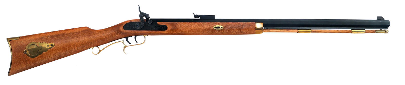 CVA MODEL HAWKEN .50 CALIBER PERCUSSION RIFLE: CVA MODEL HAWKEN .50 CALIBER PERCUSSION RIFLE Connecticut Valley Arms Model Hawken .50 caliber percussion rifle. Adjustable rear sight. Octagonal barrel. Double set trigger. Ramrod. Wood stock with pa