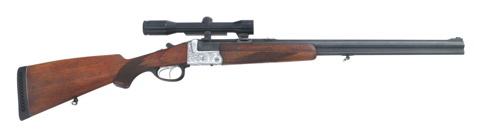 KRIEGHOFF TECK 16 GA / 7x57 COMBINATION GUN: KRIEGHOFF TECK 16 GA / 7x57 COMBINATION GUN Kriegoff Model Teck 16 gauge / 7x57mm caliber combination gun. Blued finish. Fixed Improved Modified choke. Engraved Duralumin receiver with horn trigger gu