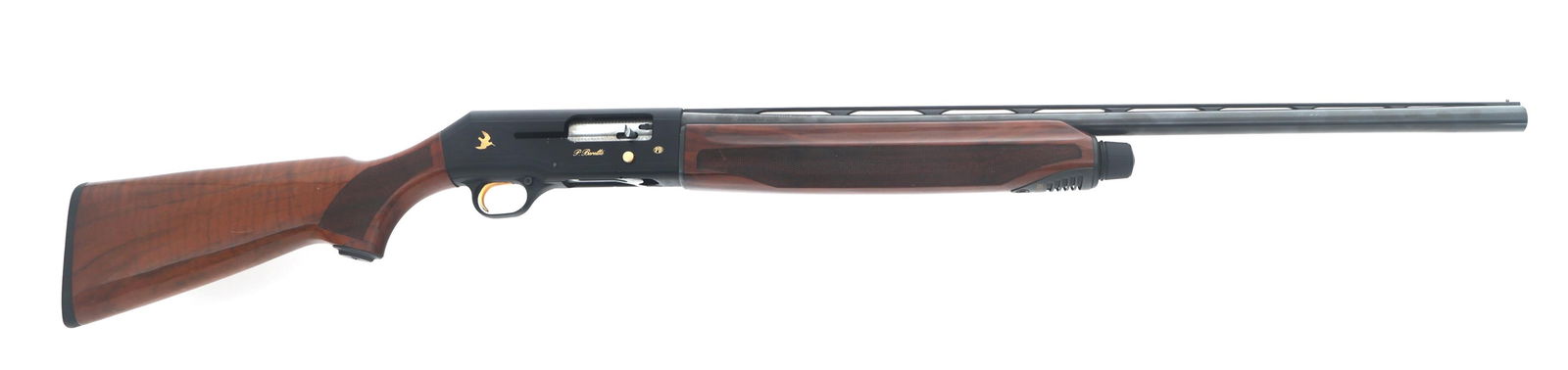 BERETTA MODEL A390 GOLD MALLARD 12 GAUGE SHOTGUN: BERETTA MODEL A390 GOLD MALLARD 12 GAUGE SHOTGUN Beretta Model A390 Gold Mallard 12 gauge semi automatic shotgun. Import stamped Beretta. Blued finish. Engraved receiver with gold inlays. Vented rib b