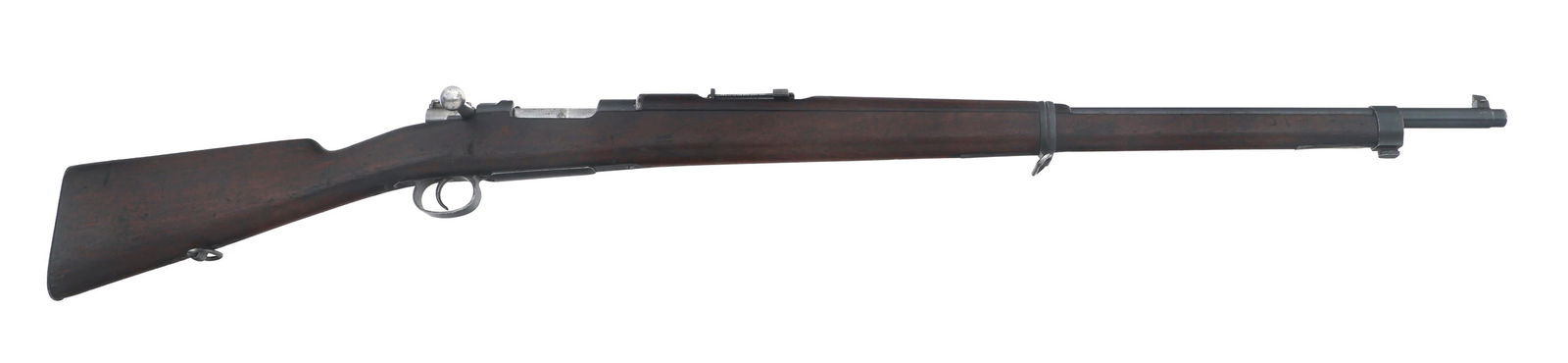 CHILEAN LOEWE MODEL 1895 7x57 CALIBER MAUSER RIFLE: CHILEAN LOEWE MODEL 1895 7x57 CALIBER MAUSER RIFLE Chilean Loewe Berlin Model 1895 7x57mm caliber bolt action Mauser rifle. Import stamped Samco. Receiver stamped Loewe Berlin. Matching serial numbers