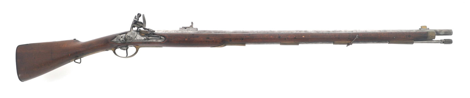 DANISH NORWEGIAN MODEL 1769 75 CAL RIFLED MUSKET: DANISH NORWEGIAN MODEL 1769 75 CAL RIFLED MUSKET Danish Norwegian Model 1769 .75 caliber re-conversion flintlock rifled musket. Dog lock hammer safety. Blade front sight. Two position flip up rear sig