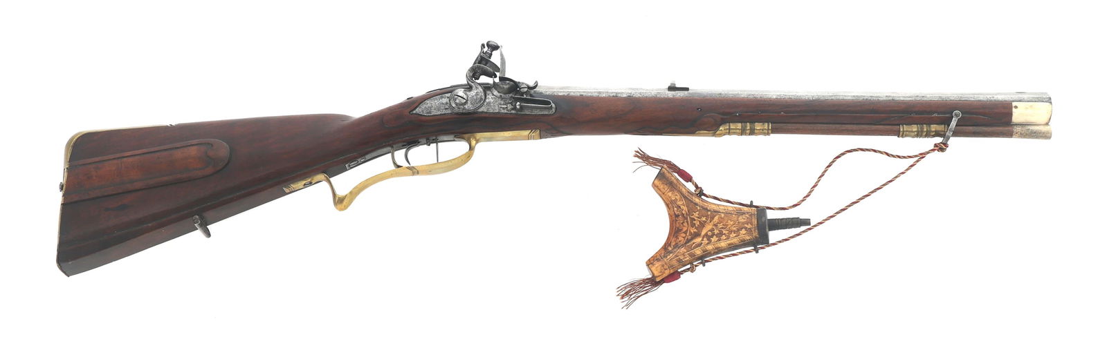 SPANISH CHILD'S FLINTLOCK RIFLE: SPANISH CHILD'S FLINTLOCK RIFLE Spanish child's flintlock rifle. Octagonal 18.50" barrel measures approximately 14.5mm at muzzle. Barrel stamped with maker's mark Crown over G - KEI - NER, three
