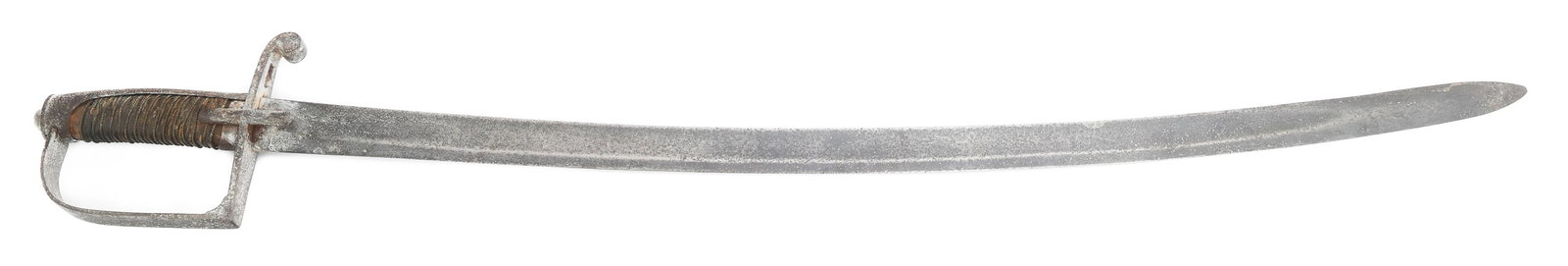 M1833 ITALIAN MOUNTED ARTILLERY SWORD: M1833 ITALIAN MOUNTED ARTILLERY SWORD M1833 Italian Mounted Artillery Sword. Single edged blade with fuller. No visible marks. Steel hilt with D guard. Wood and twisted wire wrapped grip. No