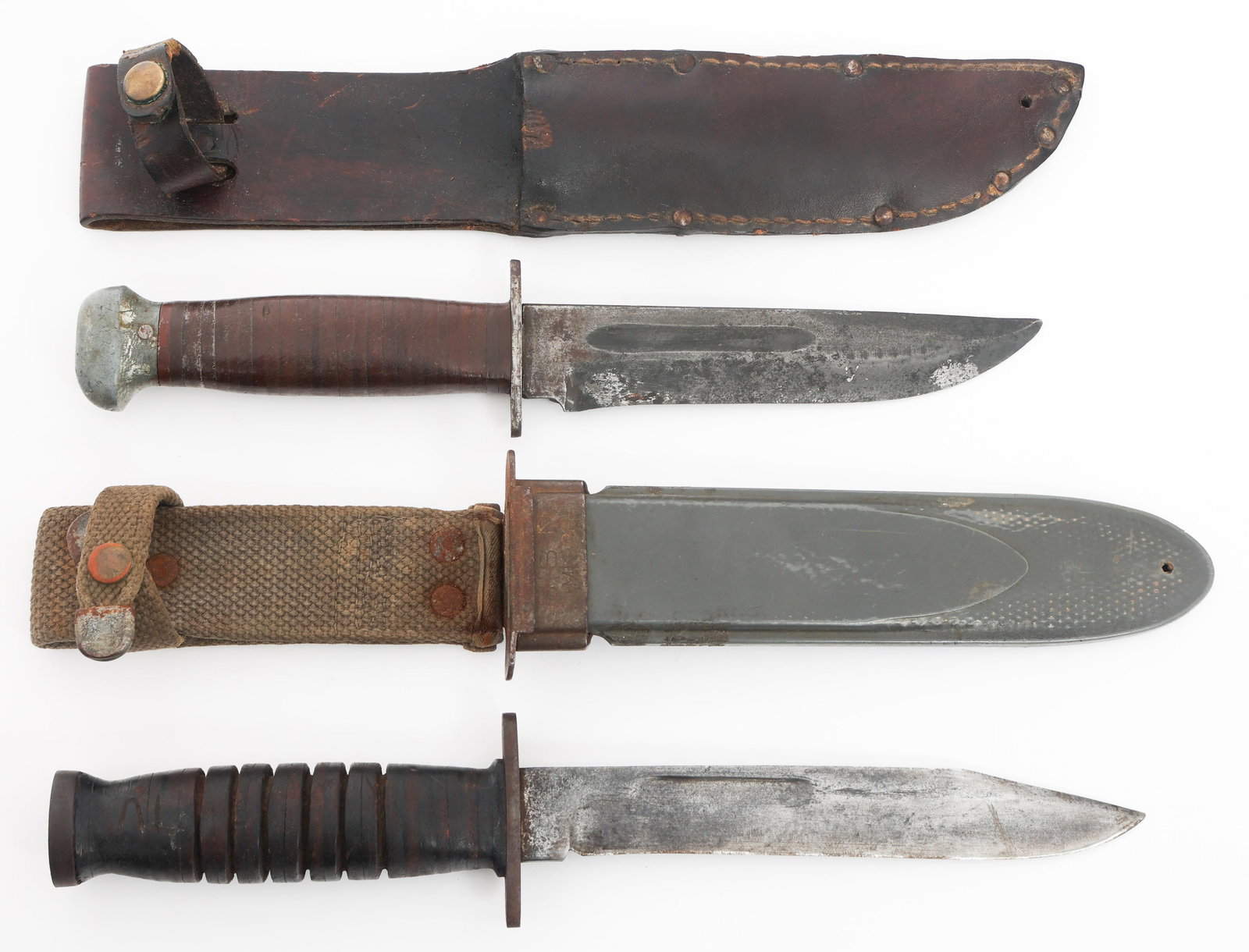 WWII US PAL RH-36 & KUTMASTER MkII FIGHTING KNIVES: WWII US PAL RH-36 & KUTMASTER MkII FIGHTING KNIVES WWII US Pal RH-36 and Kutmaster MkII Fighting Knives. (1) Pal RH-36. Single edged blade with fuller. Maker marked by Pal RH-36 on the ricasso. Steel