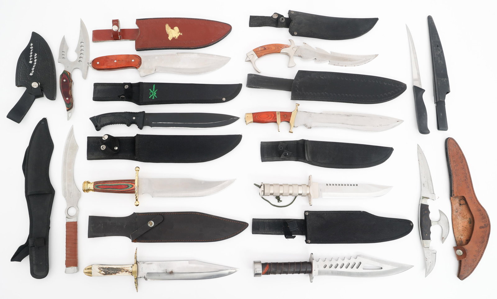 FIXED BLADE SKINNING & BOWIE KNIVES: FIXED BLADE SKINNING & BOWIE KNIVES Fixed Blade Skinning & Bowie Knives. All have sheath. Makers include Frost, Whitetail Cutlery, Tac Assault, Chipaway and more. Blade Length: 6 1/2" to 10" Total Len