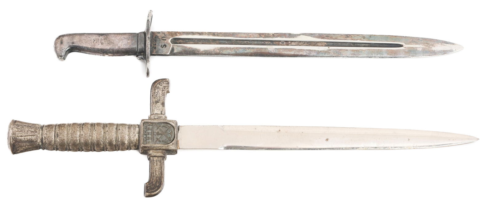 WWI - COLD WAR SOLINGEN & CAMP GRANT LETTER OPENER: WWI - COLD WAR SOLINGEN & CAMP GRANT LETTER OPENER WWI - Cold War Solingen and Camp Grant Letter Openers. (1) US M1905 Camp Grant Letter Opener. (1) Solingen Letter Opener. Blade Length: 5 1/2", 5 7/8