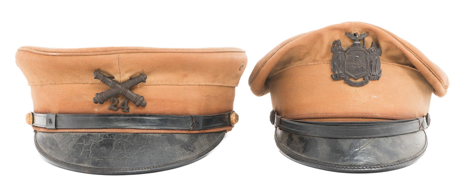 SPAN-AM WAR US ARMY & NYNG KHAKI VISOR CAPS (1 of 14)