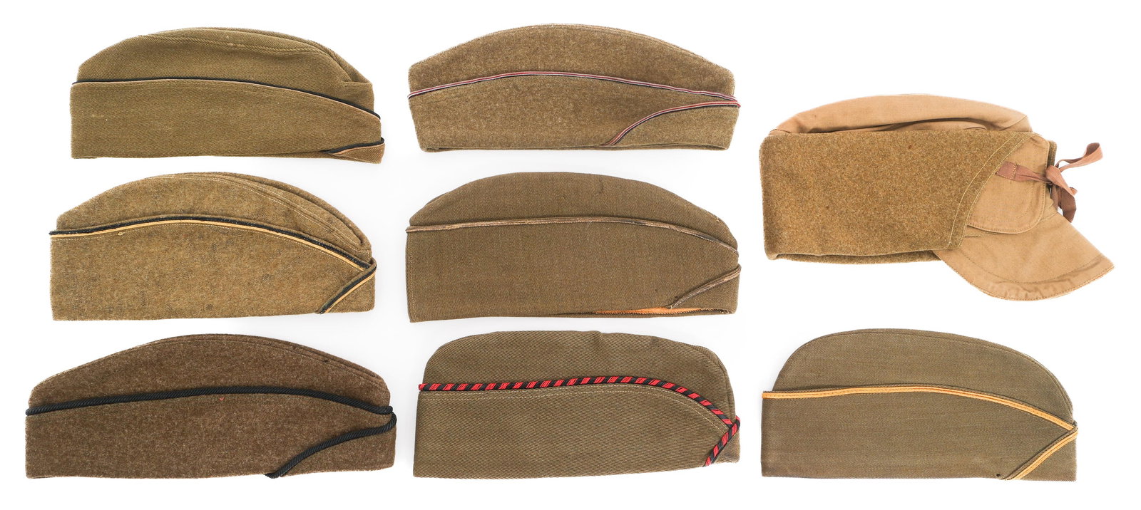 WWI US AEF OFFICER OVERSEAS CAP & M1907 WINTER CAP (1 of 17)