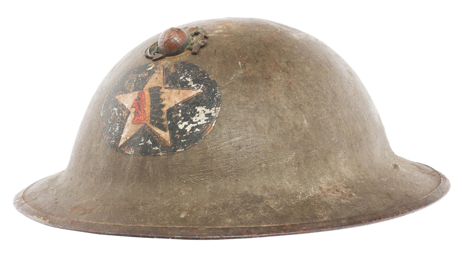 WWI USMC 2nd DIV HQ 6th MACHINE GUN B. 1917 HELMET (1 of 14)