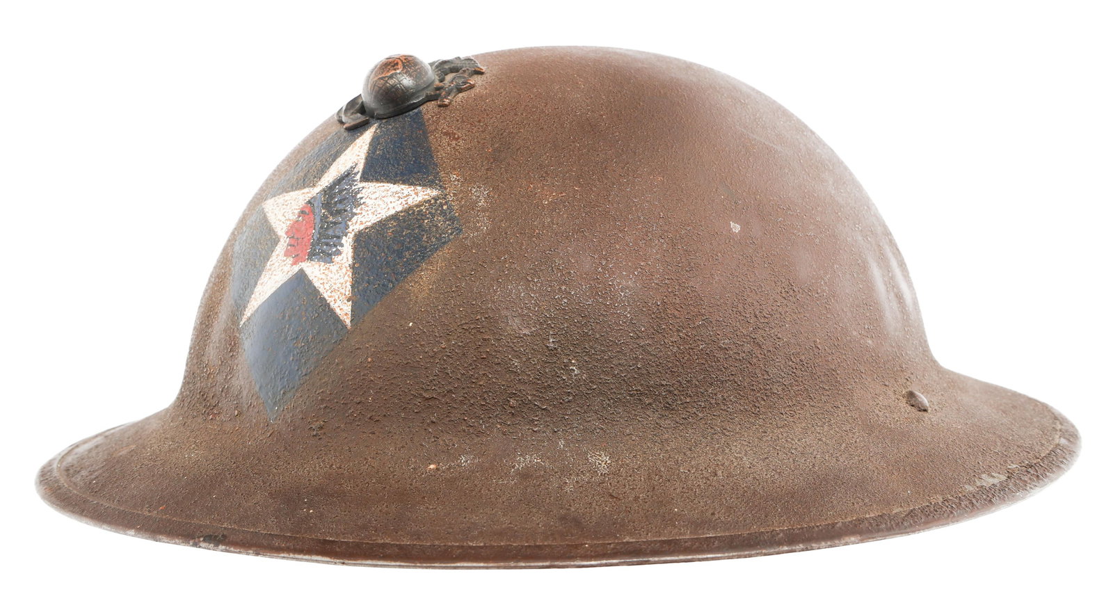 WWI USMC 2nd DIV HQ 6th MARINE REGT M1917 HELMET: WWI USMC 2nd DIV HQ 6th MARINE REGT M1917 HELMET WWI US Marine Corps 2nd Division, Headquarters, 6th Marine Regiment M1917 Combat Helmet. Hand painted, frontal unit insignia. Screwback EGA pin with dr