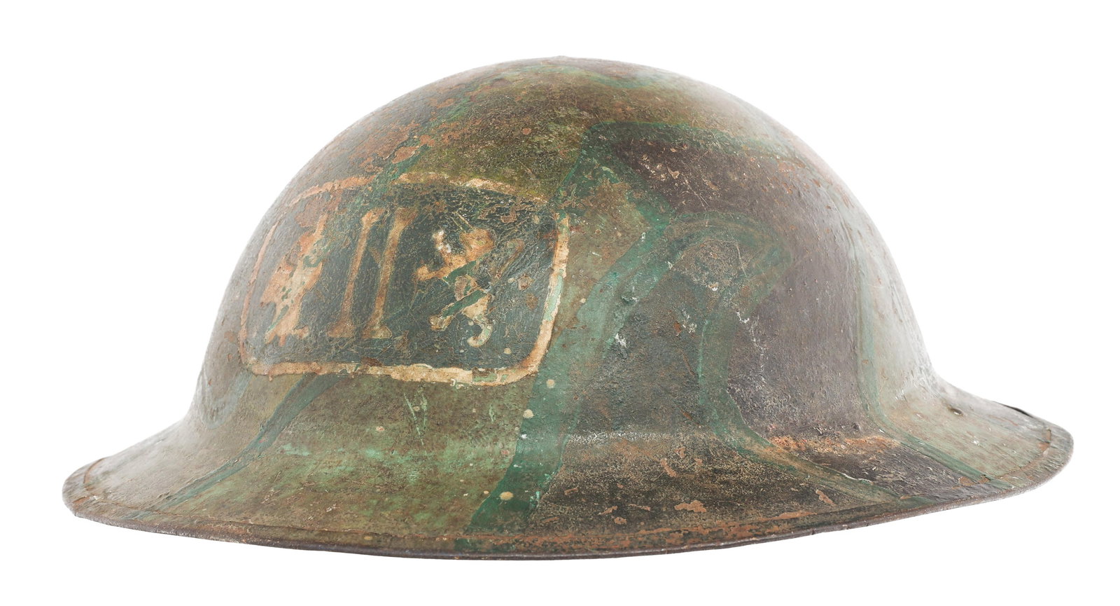 WWI US AEF II CORPS CAMOUFLAGE M1917 COMBAT HELMET (1 of 15)