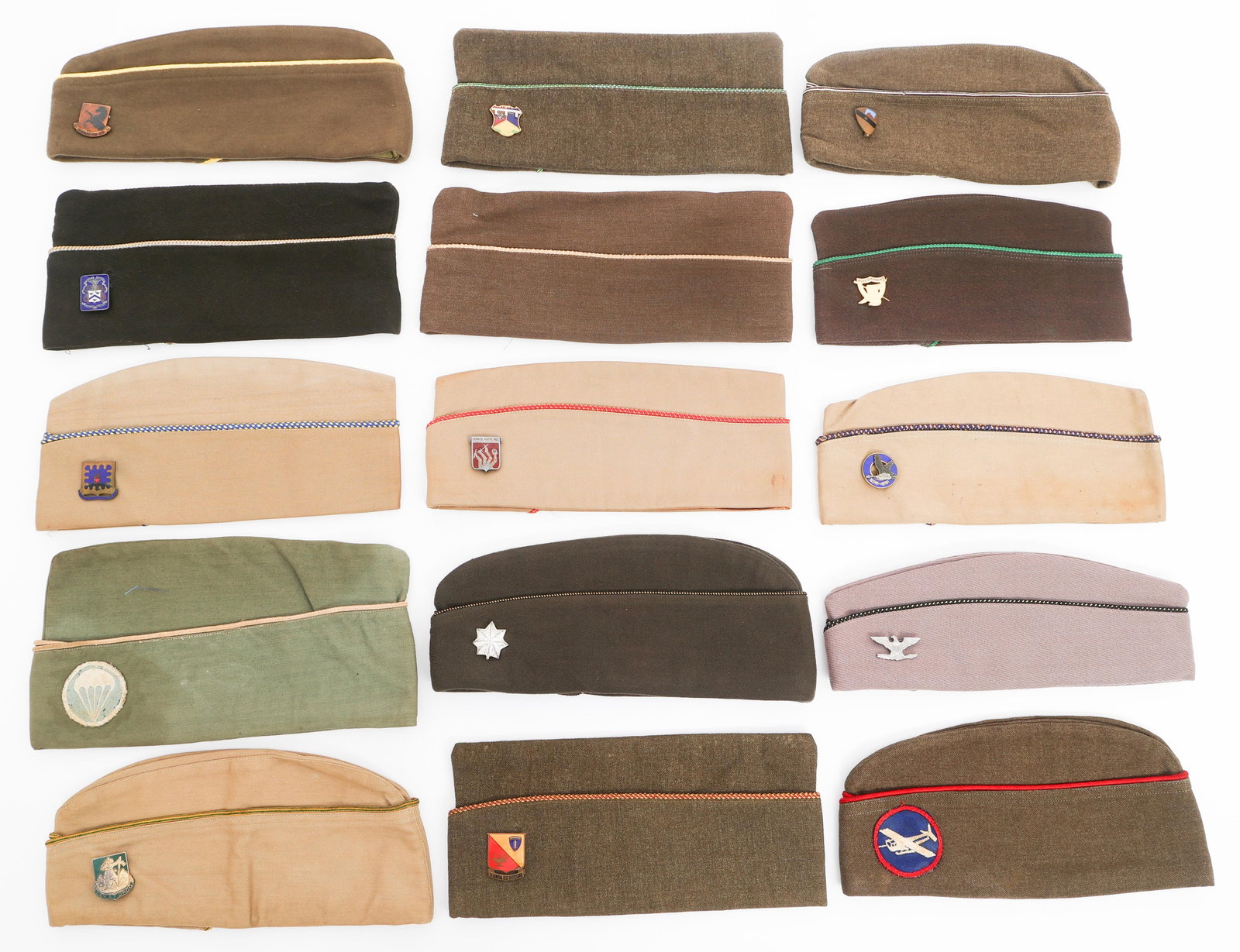 WWII US ARMY UNIT, OFFICER & EM OVERSEAS CAPS (1 of 20)