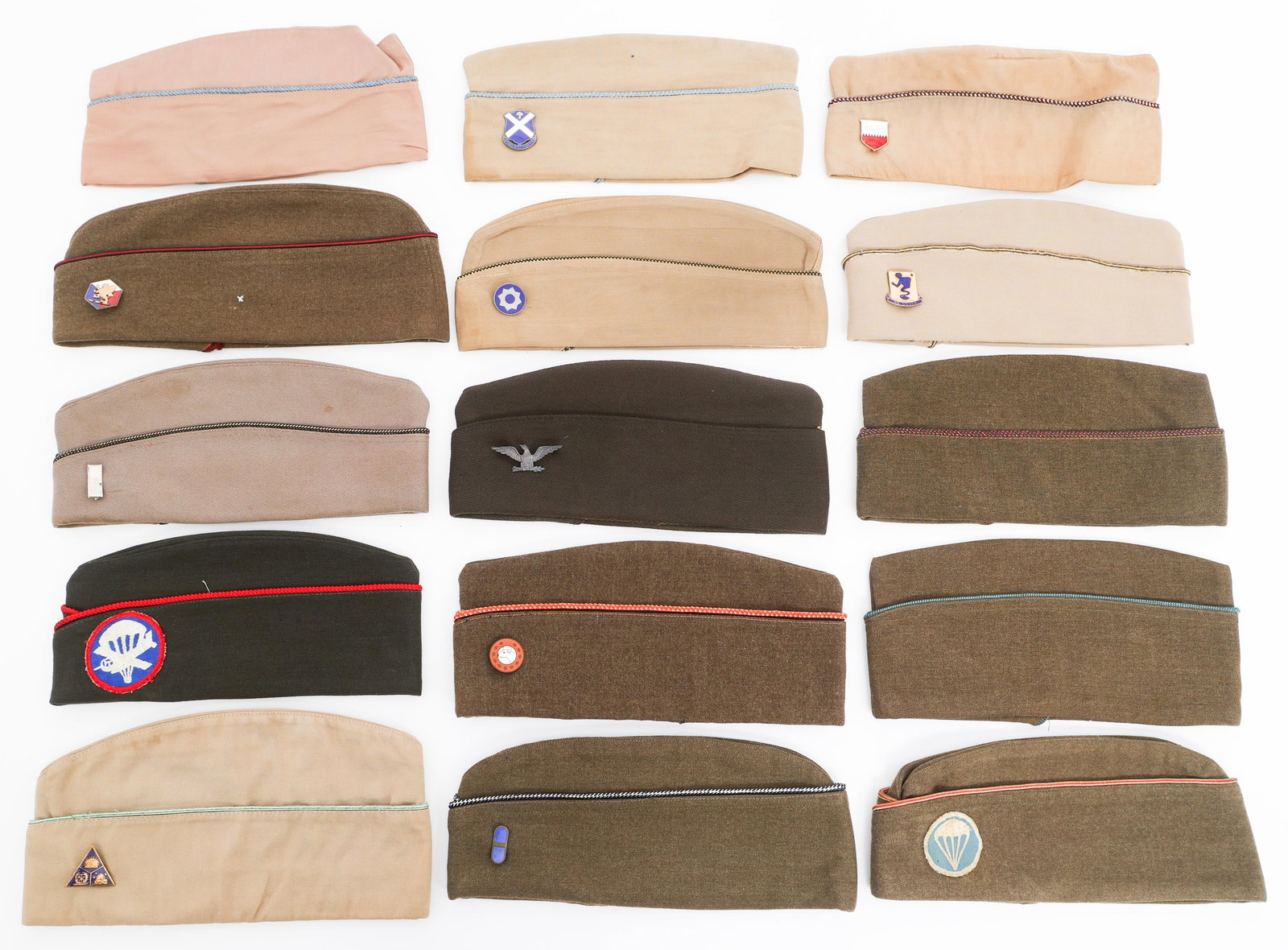 WWII US ARMY UNIT, OFFICER & EM OVERSEAS CAPS (1 of 16)