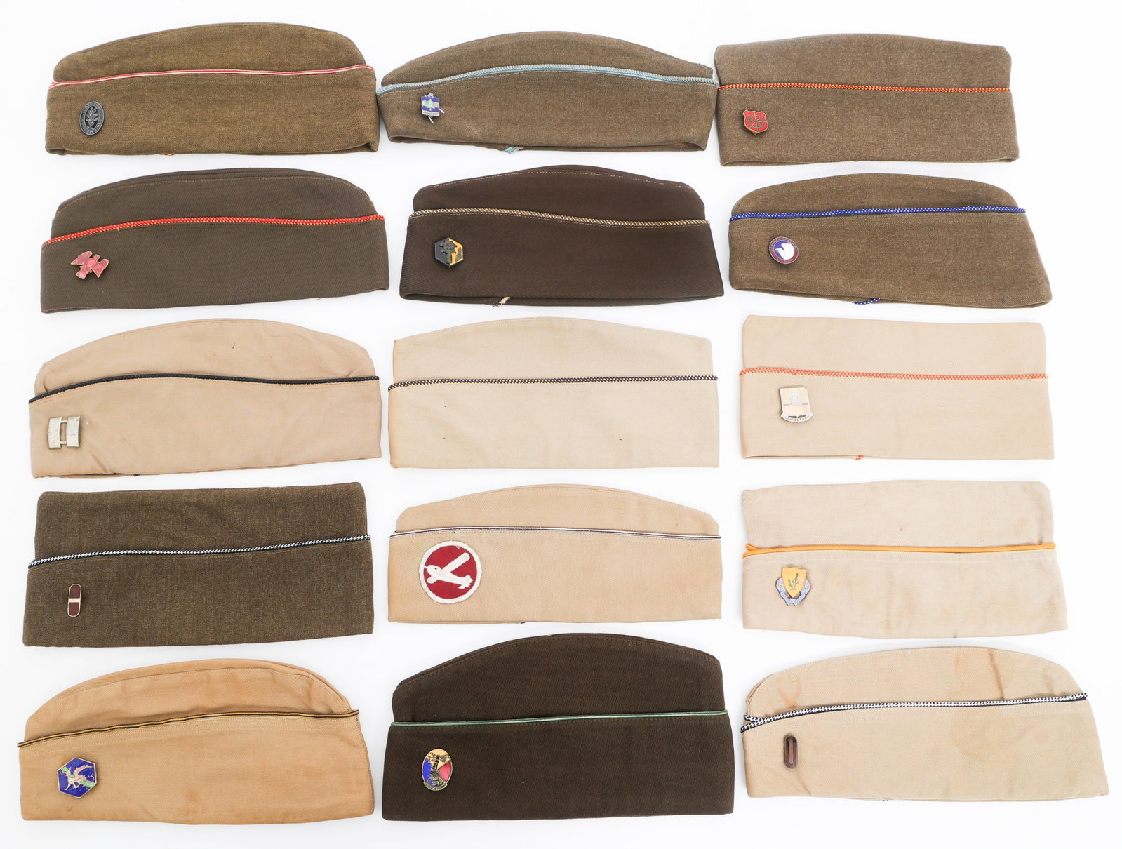 WWII US ARMY UNIT, OFFICER & EM OVERSEAS CAPS (1 of 20)