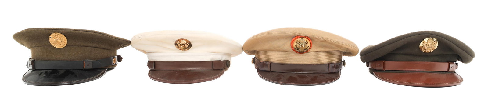 WWII US ARMY ENLISTED & NCO VISOR CAPS (1 of 19)