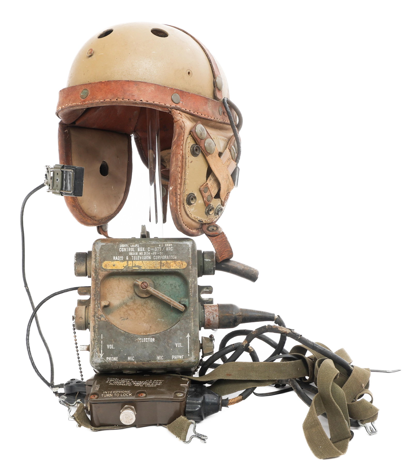 SIX DAY WAR ISRAELI TANKER HELMET WITH COMMS (1 of 13)