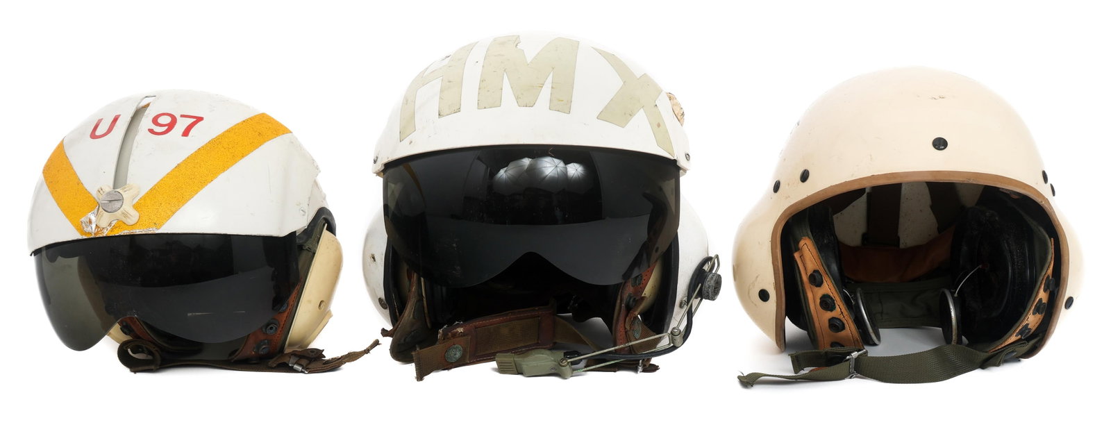 VIETNAM - COLD WAR PILOT HGU-39P & BPH-2 HELMETS: VIETNAM - COLD WAR PILOT HGU-39P & BPH-2 HELMETS Vietnam War - Cold War Pilots HGU-39/P and BPH-2 Flight Helmets. (1) Marine Corps Helicopter Pilot HGU-39/P Flight Helmet. Includes Visor Assembly with