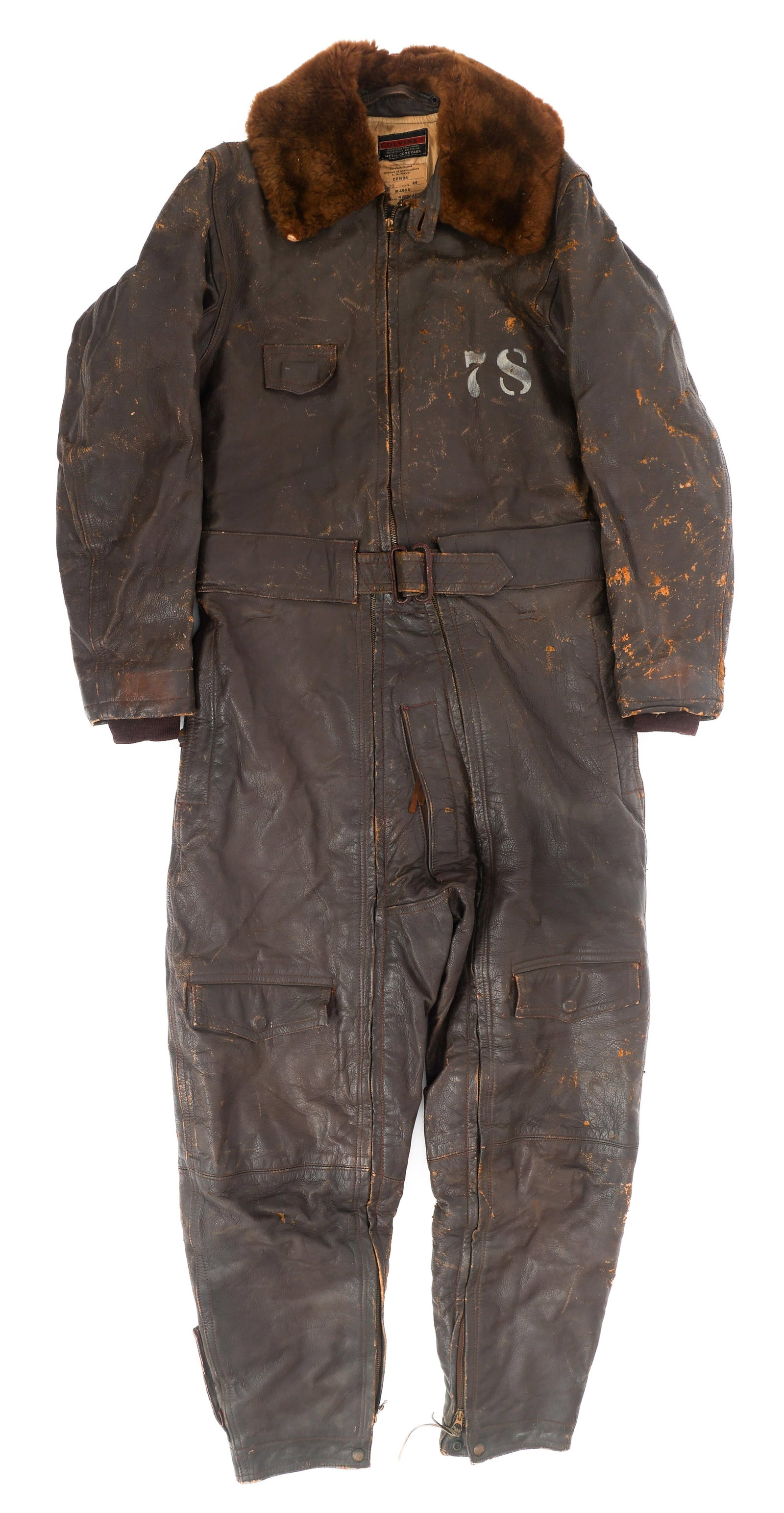 WWII US NAVY CFN-24 HEATED LEATHER FLIGHT SUIT (1 of 11)