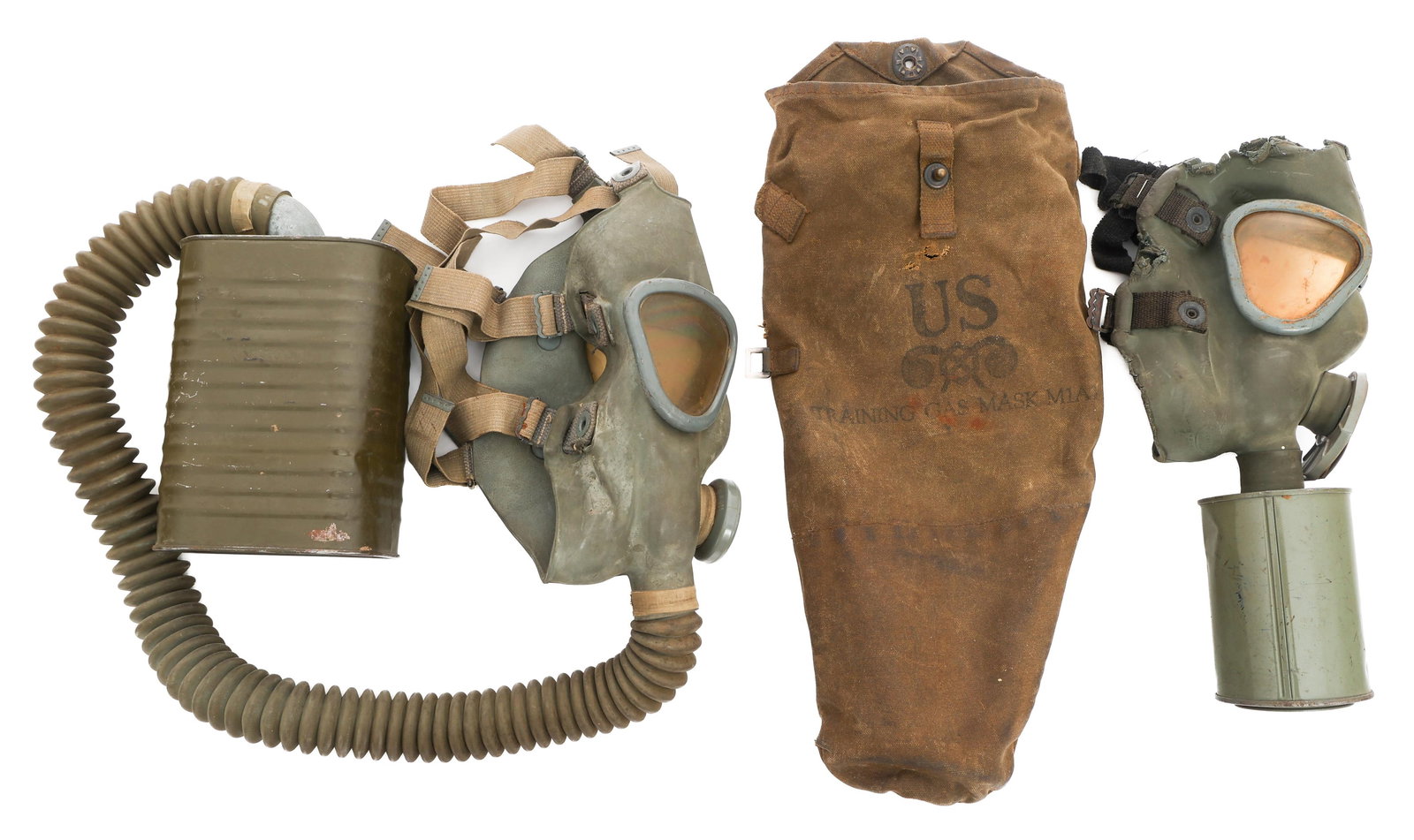 WWI - WWII US M1917 & M1 TRAINING GAS MASKS (1 of 11)