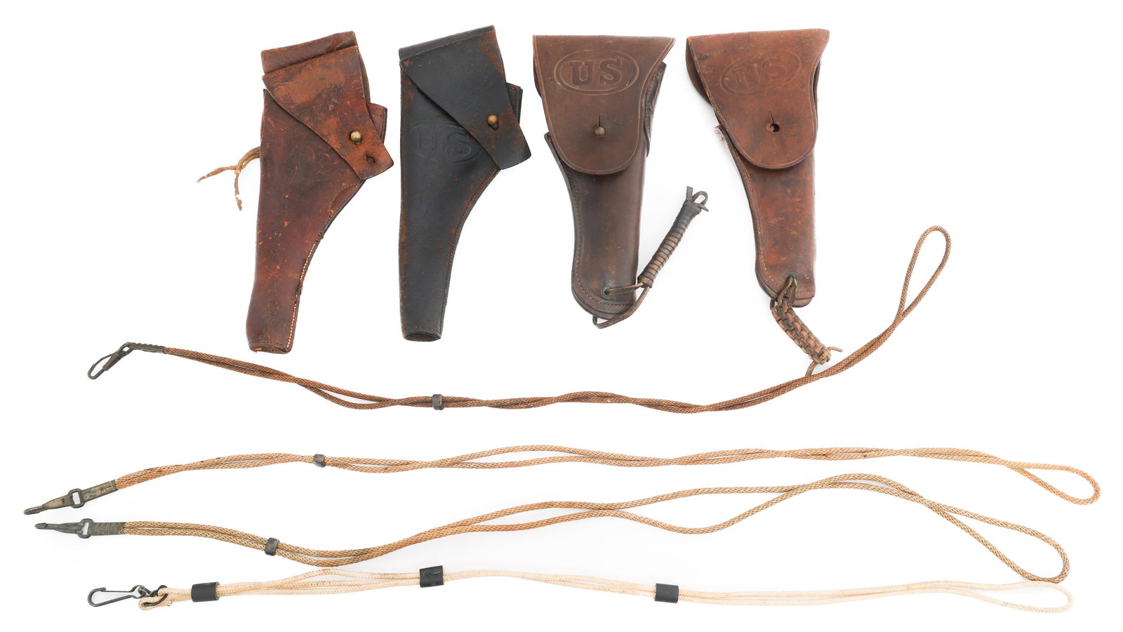 WWI US ARMY PISTOL, REVOLVER HOLSTERS & LANYARDS (1 of 18)