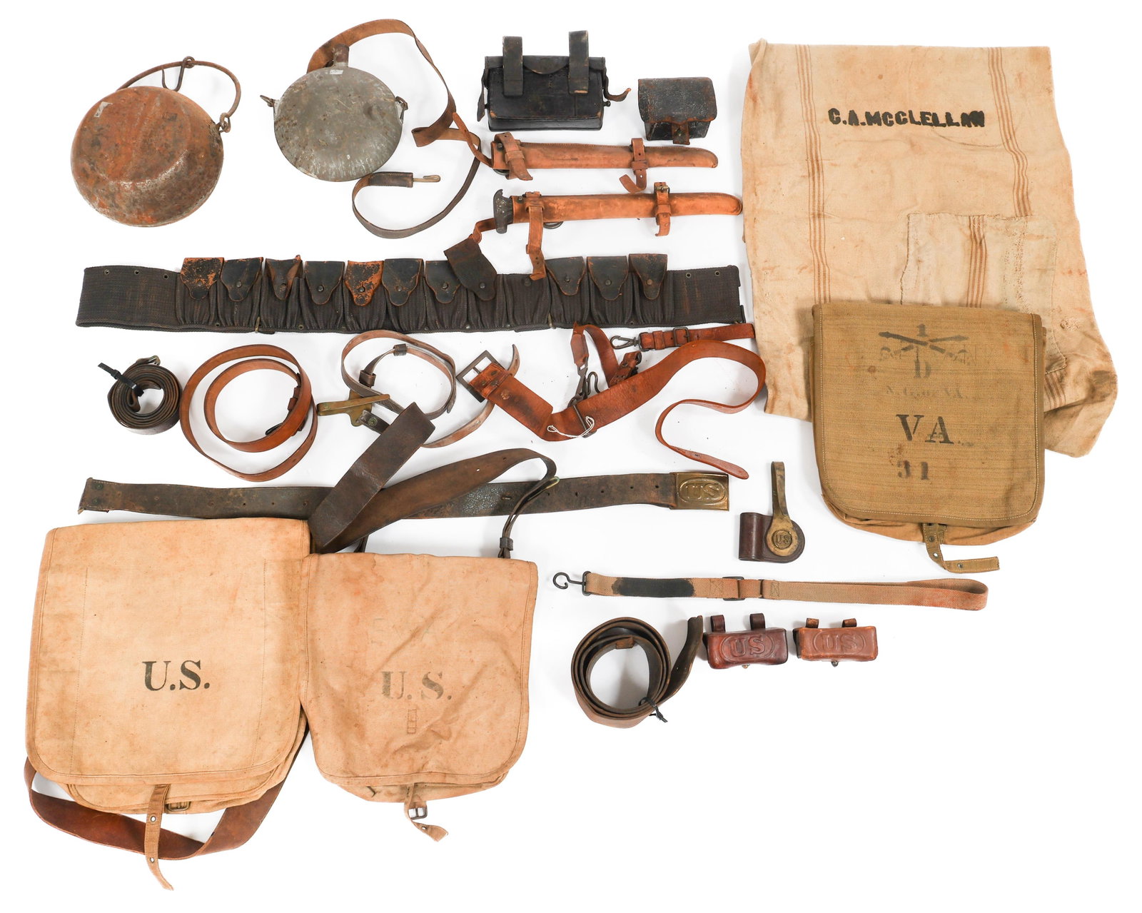 INDIAN WARS - WWI US LEE NAVY BELT & FIELD GEAR (1 of 16)