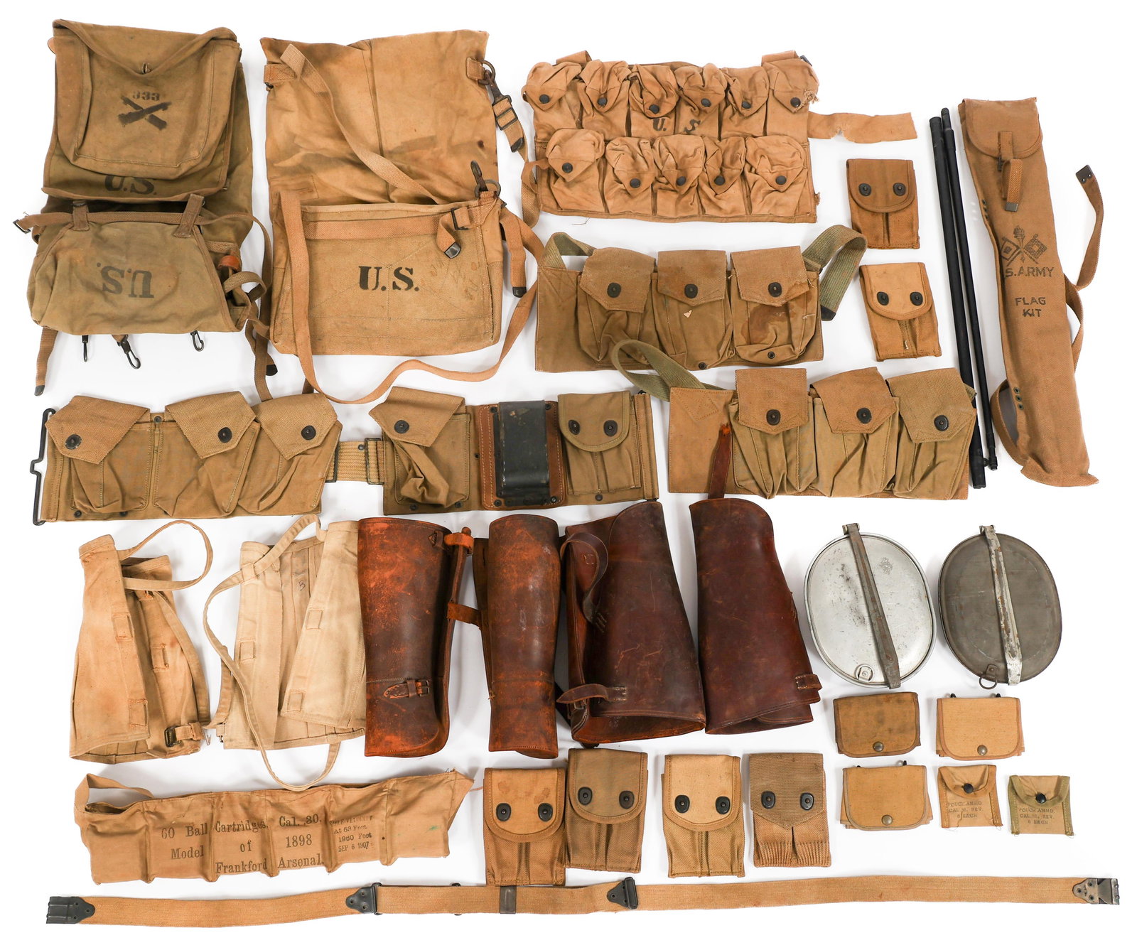 WWI US ARMY BAR BELT & FIELD GEAR (1 of 20)