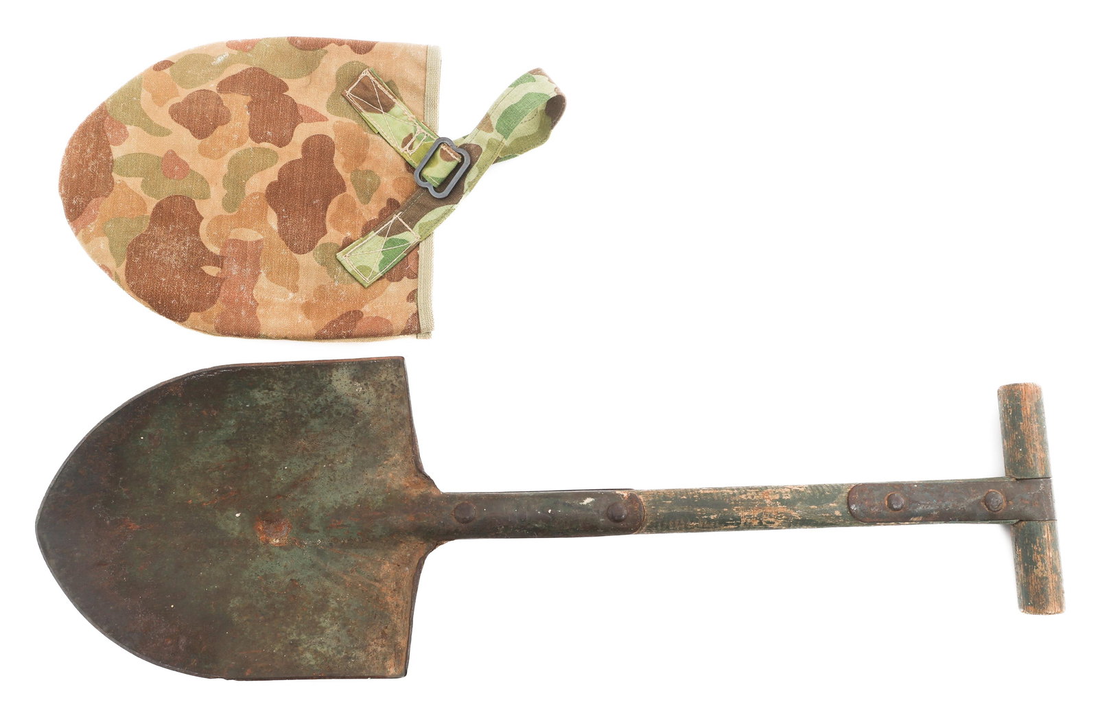 WWII USMC T-HANDLE SHOVEL WITH EXPERIMENTAL COVER (1 of 14)