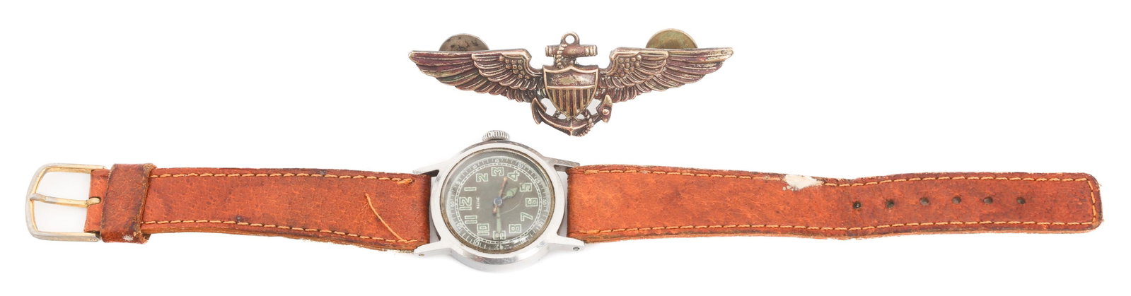 WWII US ARMY RACINE NAMED WATCH & NAVAL WINGS (1 of 8)