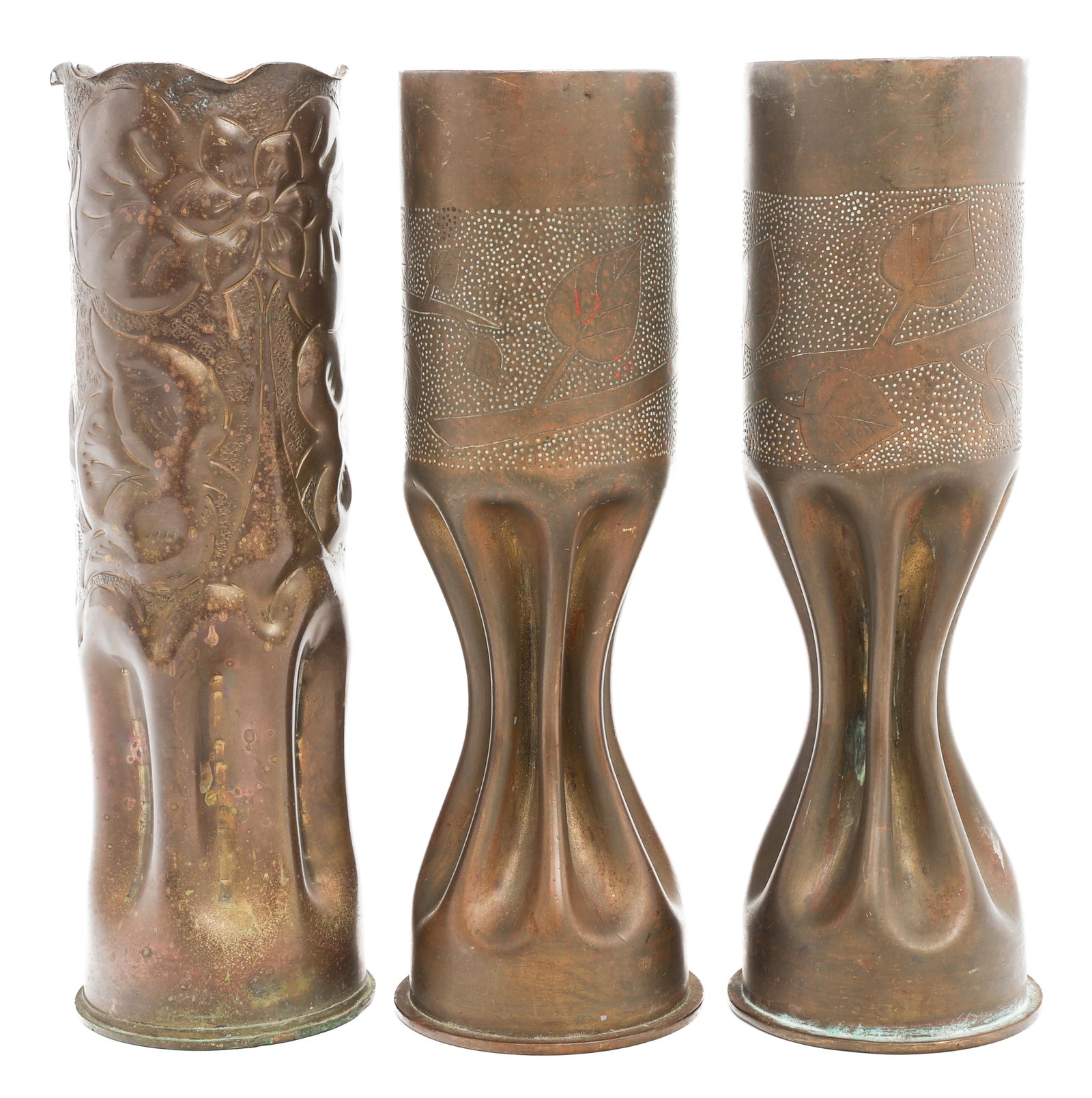 WWI - WWII ITALIAN & US 75MM TRENCH ART SHELLS (1 of 14)