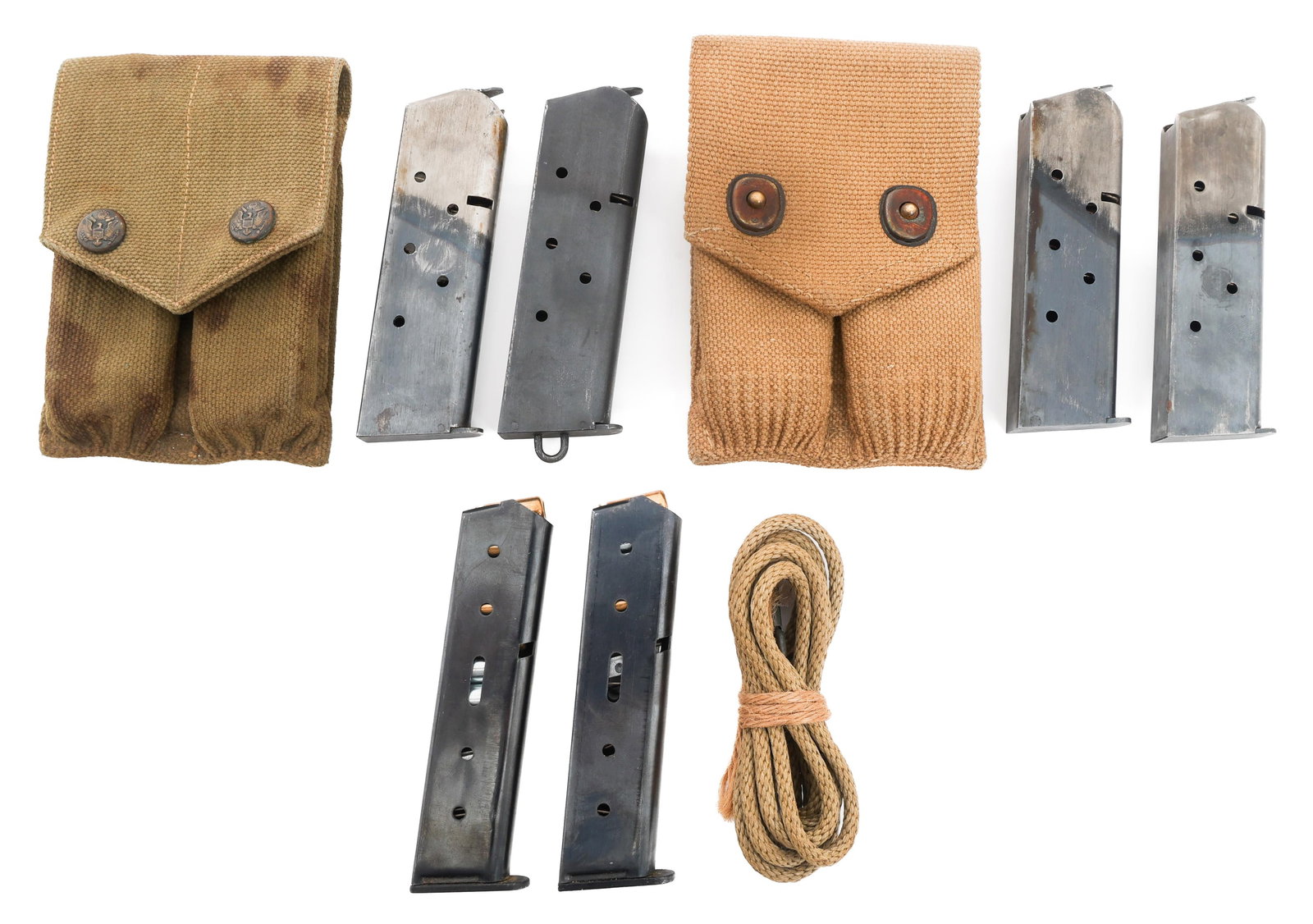 WWI US ARMY M1911 TWO-TONE MAGAZINES WITH POUCHES (1 of 11)
